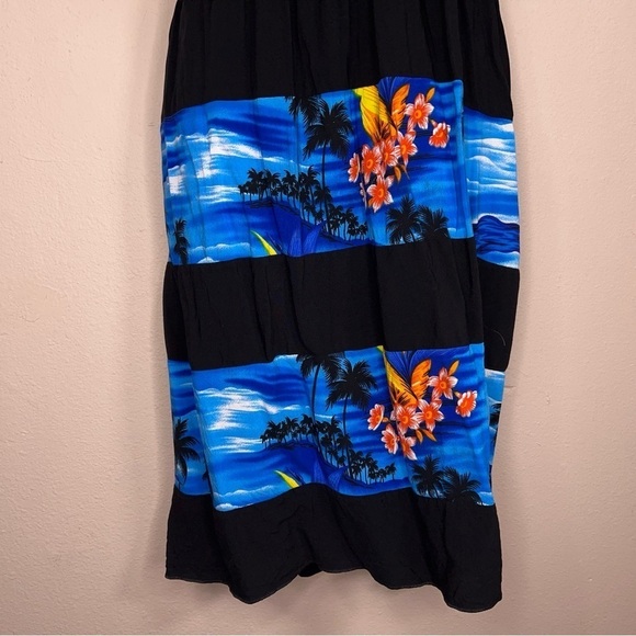 SMALL TROPICAL PRINT HALTER DRESS SLEEVELESS BEACH VACATION COLORFUL STRETCH TOP - Picture 2 of 12